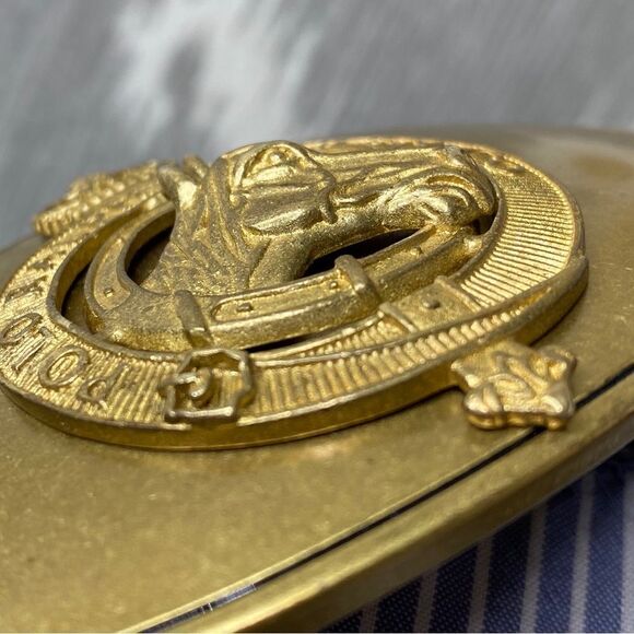 Ralph Lauren Made in England Vintage Brass Horse Head Crown Buckle Leather Belt main image 4